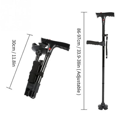 Smart LED Safety Cane – Foldable Telescopic Walking Cane with Alarm