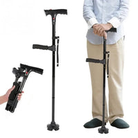 Smart LED Safety Cane – Foldable Telescopic Walking Cane with Alarm