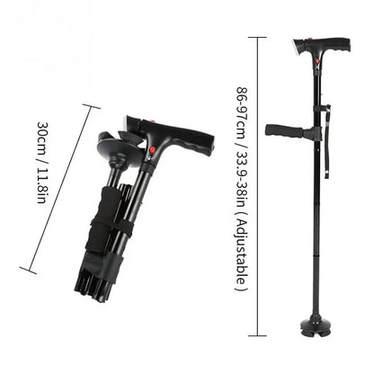 Smart LED Safety Cane – Foldable Telescopic Walking Cane with Alarm